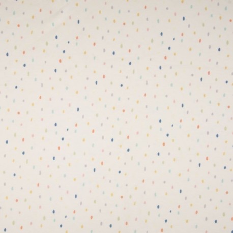 Tissu Jersey Imprimé Goutte Multico Fond Ecru 