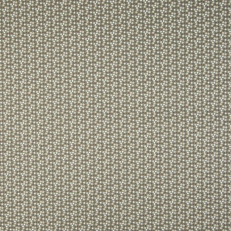 Tissu Coton Imprimé Pois Vert Sable et Marron 