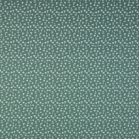 Tissu Coton Imprimé Motif Fond Vert