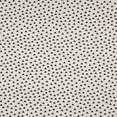 Tissu Coton Imprimé Triangle Fond Ecru