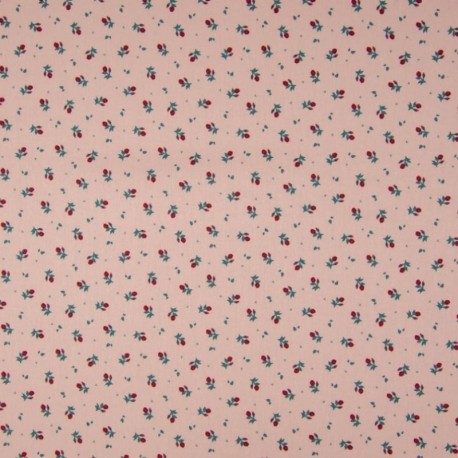 Tissu Coton Imprimé Floral Fond Saumon