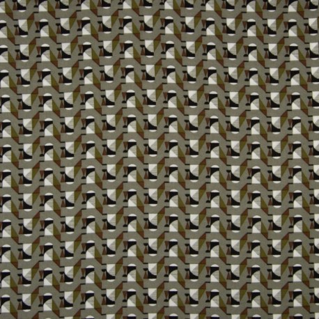 Tissu Viscose Géometrique Kaki