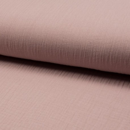 Tissu Double Gaze Uni Rose Poudre