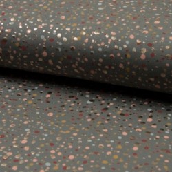 Tissu Jersey Foil Paillette Multico Fond Gris