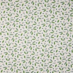 Tissu Jersey Coton Imprimé Feuillage Blanc