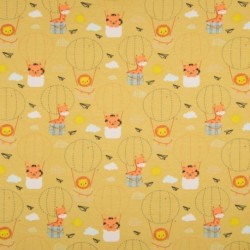 Tissu Jersey Coton Imprimé Animaux Jaune