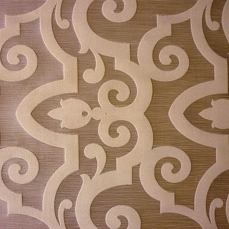 Tissu Bijou Jacquard Arabesque Fond Prune