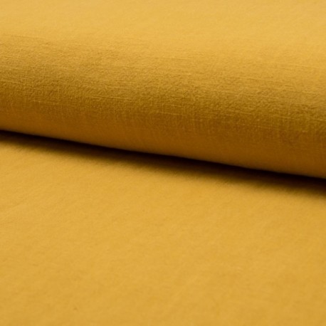 Tissu Lin Lave Uni Ocre 