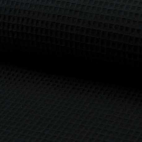 Tissu Nid d'Abeille Uni Noir