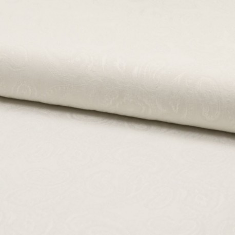 Tissu Viscose Jacquard Paisley Ecru