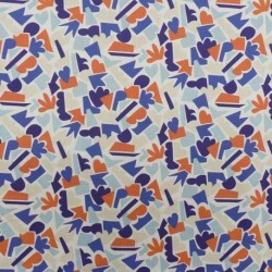 Tissu Cretonne Porcelaine Imprimé Blanc 