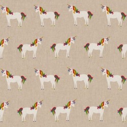 Tissu Demi Panama Licorne Multico Fond Coloris Lin 