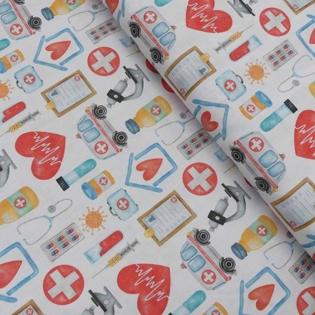 Tissu Coton Imprimé Numerique Urgence