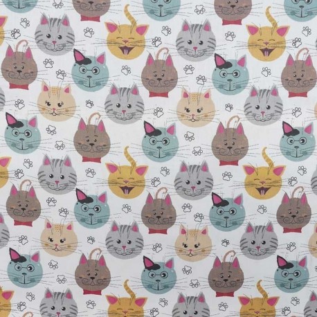 Tissu Coton Imprimé Numerique Chat Va 
