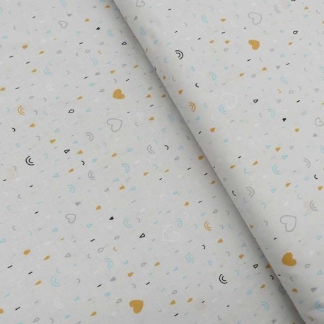 Tissu Coton Imprimé Coeur Arc en ciel