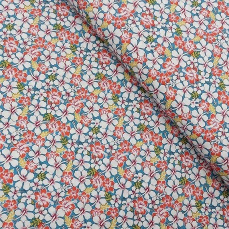 Tissu Coton Imprimé Fleur Hibiscus