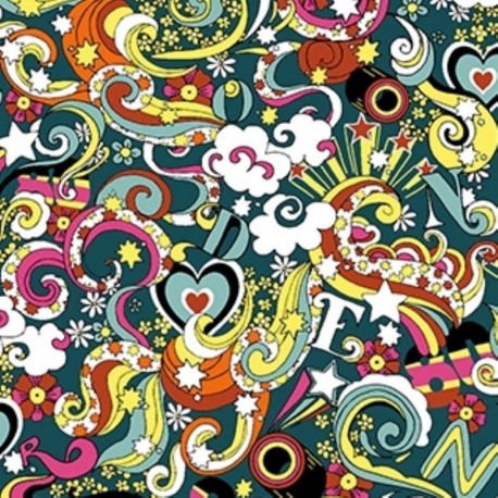 Tissu Imprimé Eddy Petrole 