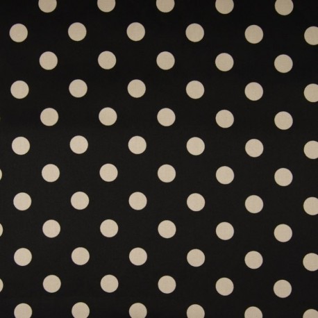 Tissu Coton Support Satin Imprimé Pois Sable noir 
