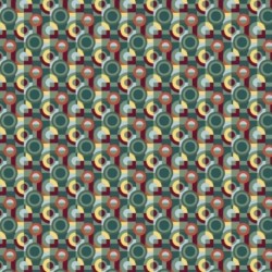 Tissu Jacquard Geo Rond Multico Fond Vert