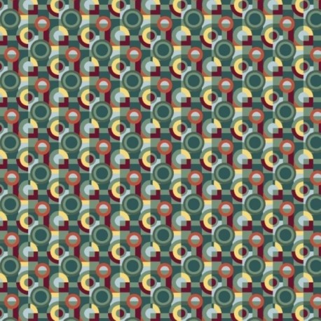 Tissu Jacquard Geo Rond Multico Fond Vert