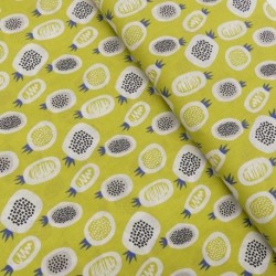 Tissu Cretonne Imprimé Ananas Anis 
