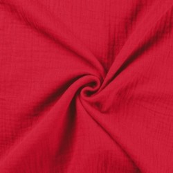 Tissu Double Gaze Uni Rouge 