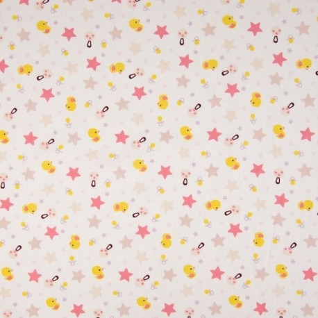 Tissu Popeline Imprimé Enfant Rose