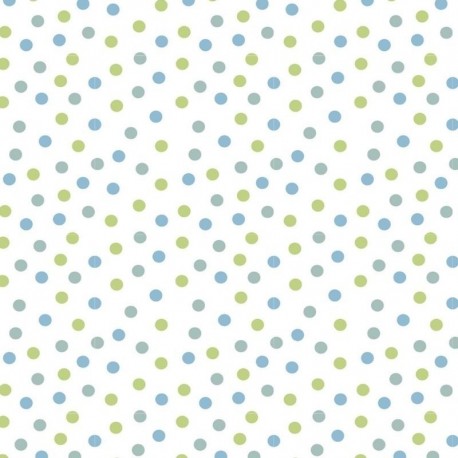 Tissu Jersey Coton Imprimé Pois Vert Fond Blanc 
