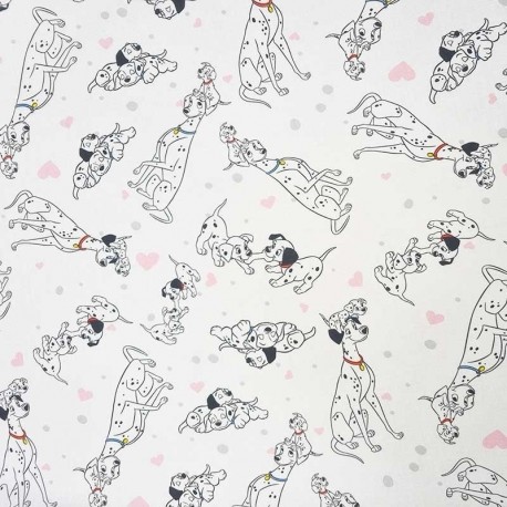Tissu Cretonne Licence Dalmatien Imprimé Blanc 