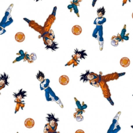 Tissu Licence Dragon Ball Battle Blanc