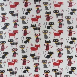 Tissu Cretonne Enduite Lord Rouge et noir 