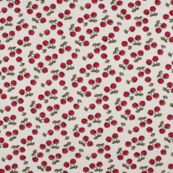 Tissu Jersey Coton Imprimé Cerise Fond Blanc 