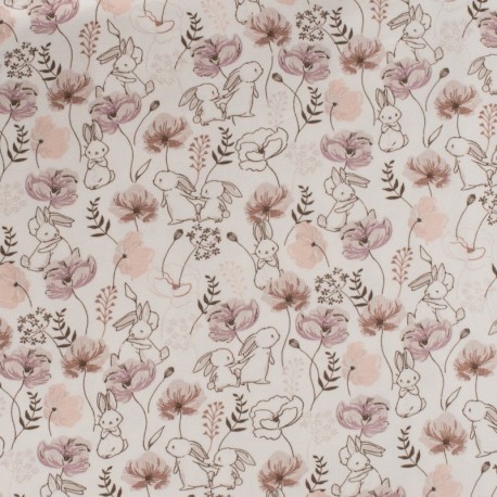 Tissu Jersey Imprimé Lapin Poudre 