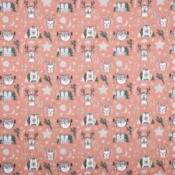 Tissu Cretonne Imprimée Animolo Peche