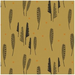 Tissu Cretonne Imprimée Plumosaure Curry 