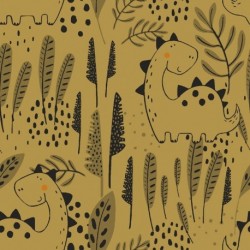 Tissu Cretonne Imprimée Babynosaure Curry 