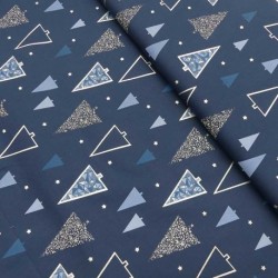 Tissu Coton Imprimé Sapin Noël Marine