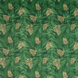Tissu Coton Noël Imprimé Pins Vert 