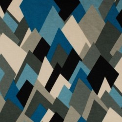 Tissu Jersey Viscose Imprimé Mosaique Pétrole 