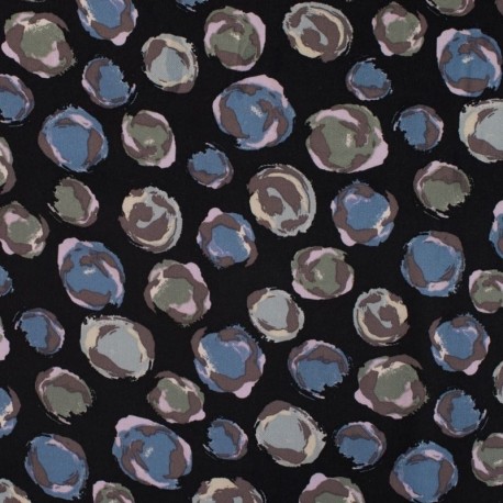 Tissu Viscose Imprimé Taches Bleu 