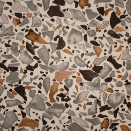 Tissu Viscose Imprimé Galets Beige