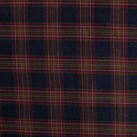 Tissu Viscose Carreaux Navy 