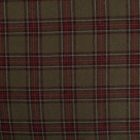 Tissu Viscose Carreaux Army 