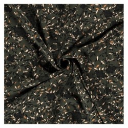 Tissu Viscose Imprime Vert Fleurs