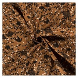 Tissu Viscose Imprime Moutarde Fleurs