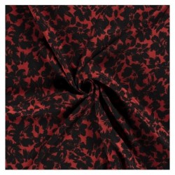 Tissu Viscose Imprime Rouge Floral 