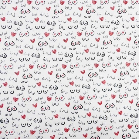 Tissu Imprimé Topless Blanc 