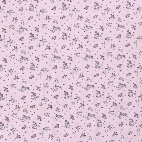 Tissu Popeline Imprimé Fleurettes Rose 