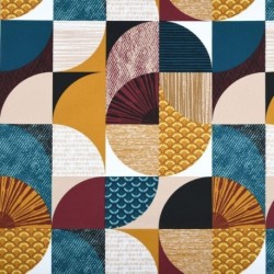 Tissu Satin Geometrico Multico
