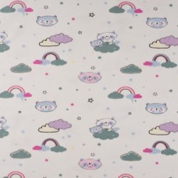 Tissu Jersey Coton Sleepy Cats Menthe 
